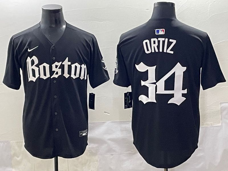 Men 2025 Boston Red Sox #34 Ortiz Black Five generations Joint Name Nike MLB Jersey style 2->boston red sox->MLB Jersey